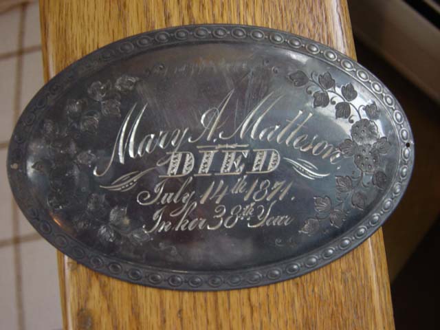 The Free Genealogy Death Record on the Coffin Plate of Lydia M Matteson