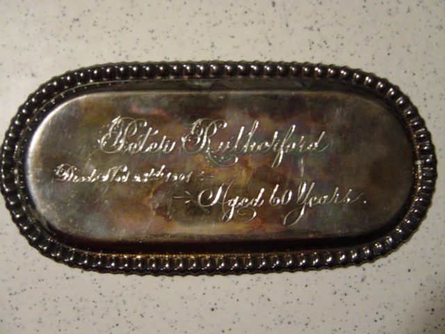 The Free Genealogy Death Record on the Coffin Plate of peter Rutherford