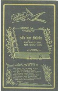 Funeral Card Edith Ross Baddeley 1887 - 1889