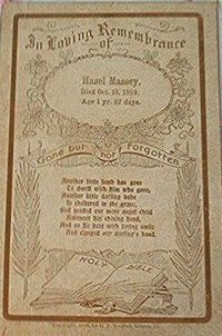 Hazel Massey 1898-1899 death record