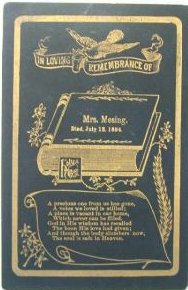 Funeral Card Mrs. Mesing Died July 13, 1894
