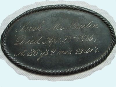 The Birth Record and Death Record on the Coffin Plate of Sarah M. Marten is Free Genealogy