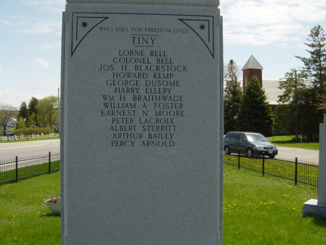 death records on Cenotaph Simcoe County