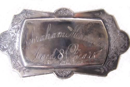 The Free Genealogy Death Record on the Coffin Plate of Abraham Manning