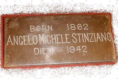 The Free Genealogy Death Record on the Coffin Plate of Angelo Michele Stinziano 1862 ~ 1942