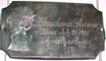 The Free Genealogy Death Record on the Coffin Plate of Chrishania Sherwin