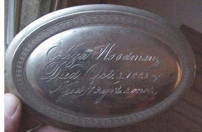Free Genealogy Death Record on the Coffin Plate of Eliza Woodman 1803 ~ 1882