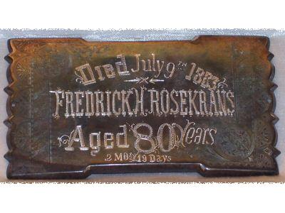 Free Death Records on Coffin Plates Fredrick H Rosekrans is Free Genealogy