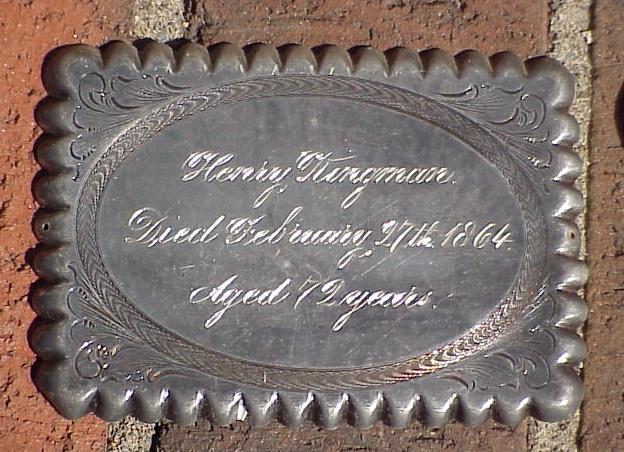 Free Genealogy Death Record on the Coffin Plate of Henry Kingman 1792 ~1864