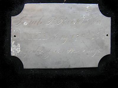 The Free Genealogy Death Record on the Coffin Plate of Josiah Rockwood 1851 ~ 1853