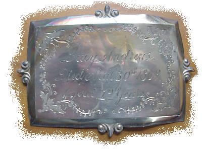 The Free Genealogy Death Record on the Coffin Plate of Lucy Andrews 1790 ~ 1869