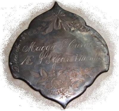 The Free Genealogy Death Record on the Coffin Plate of Maggie P Currie 1866 ~ 1879