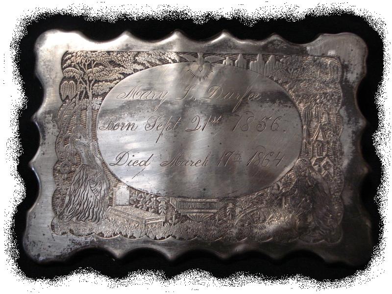 The Free Genealogy Death Record on the Coffin Plate of Mary L Durfee 1856 ~ 1864