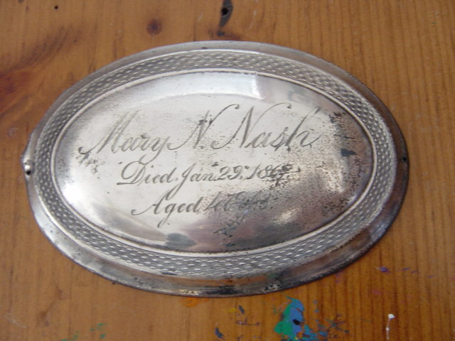 The Free Genealogy Death Record on the Coffin Plate of Mary N Nash 1820 ~ 1867