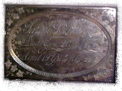 The Free Genealogy Death Record on the Coffin Plate of Sarah L Freeborn 1850 ~ 1869