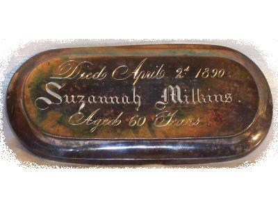 Free Death Records on Coffin Plates of Suzannah Milkins is Free Genealogy