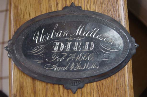 The Free Genealogy Death Record on the Coffin Plate of Urban Matteson 1862  ~ 1866