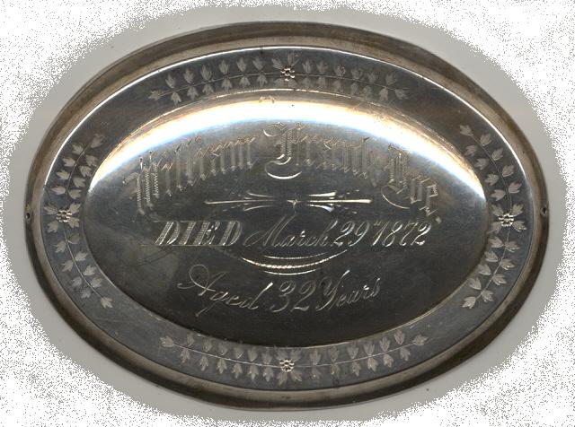 The Free Genealogy Death Record on the Coffin Plate of William Frank Doe 1840 ~ 1872