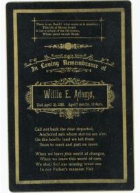 Willie Adams Death Card