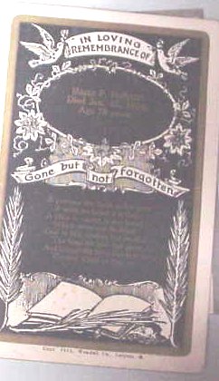 Funeral Card Massa P. Huffman 1848 Ohio - 1926 Chanute Kansas funeral card