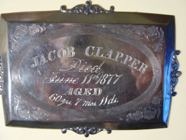 The Coffin Plate of Jacob Clapper is Free Genealogy