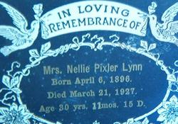 Funeral Card Nellie Pixler Lynn  1896 - 1927