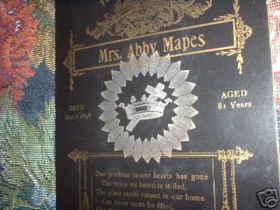 Funeral Card Mrs. Abby Mapes 1817 - 1898