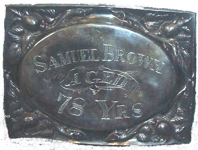 The Birth Record and Death Record on the Coffin Plate of Samuel Brown is Free Genealogy