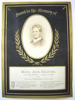 Death Record Mary Ann Skoines Pittsburgh Pennsylvania