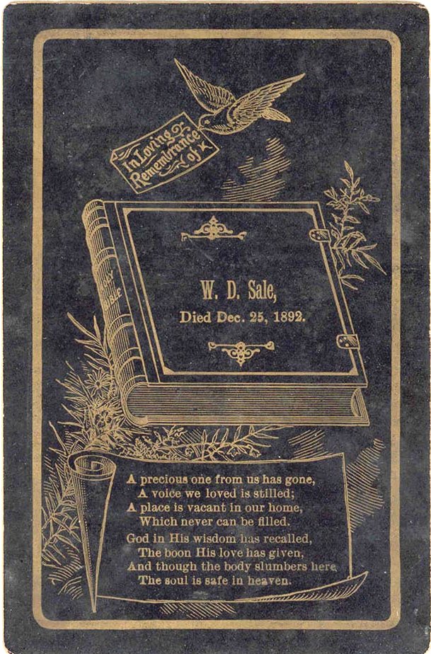 Death card W. D. Sale 1892