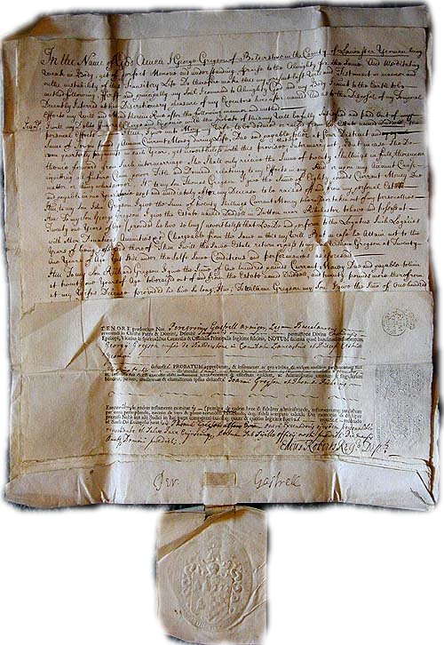 death records on the Last Will and Testament Deed of William Rutter