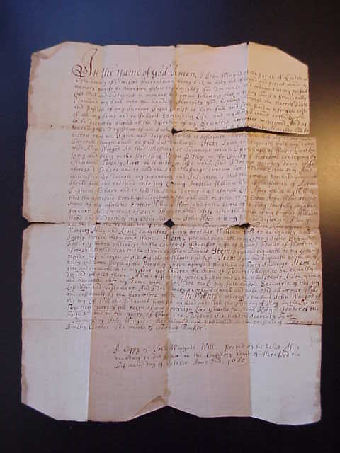 death records on the will of John Wingod