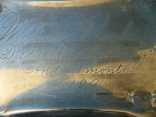 Birth & Death Record on the Coffin Plate of William Rich 1828~1891